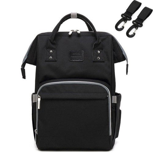 Amblot Black stroller compatible diaper backpack