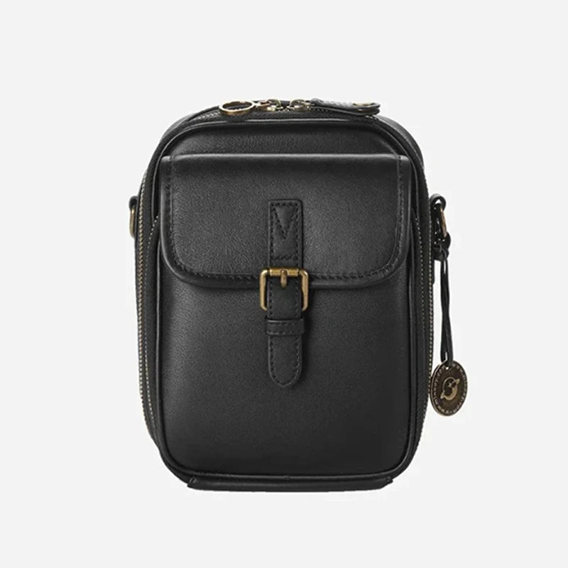 Amblot Black Structured small leather crossbody bag