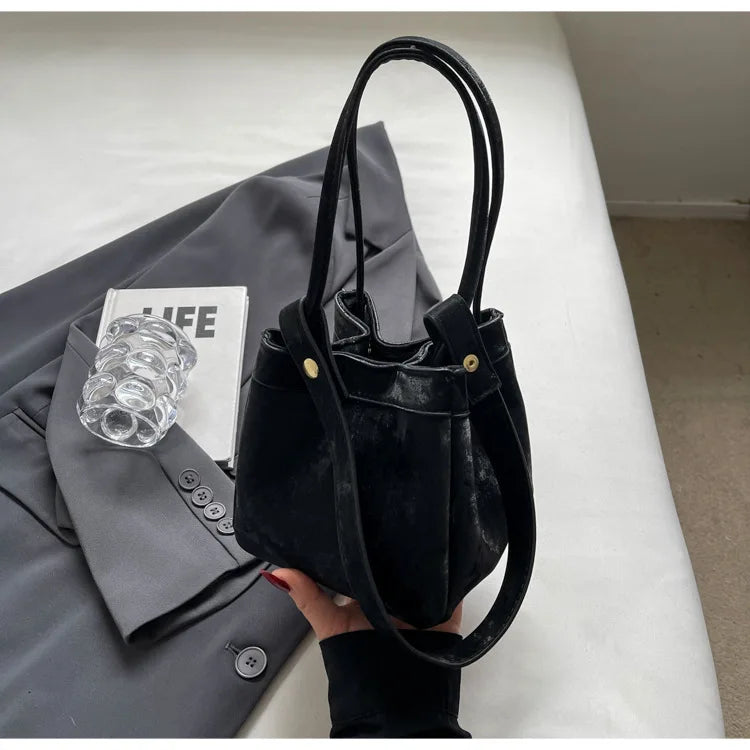 Amblot Black Suede box slouch bag