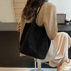 Amblot Black Tall suede tote bag