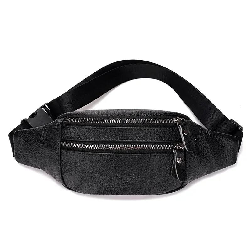 Amblot Black Travel-ready leather bum bag