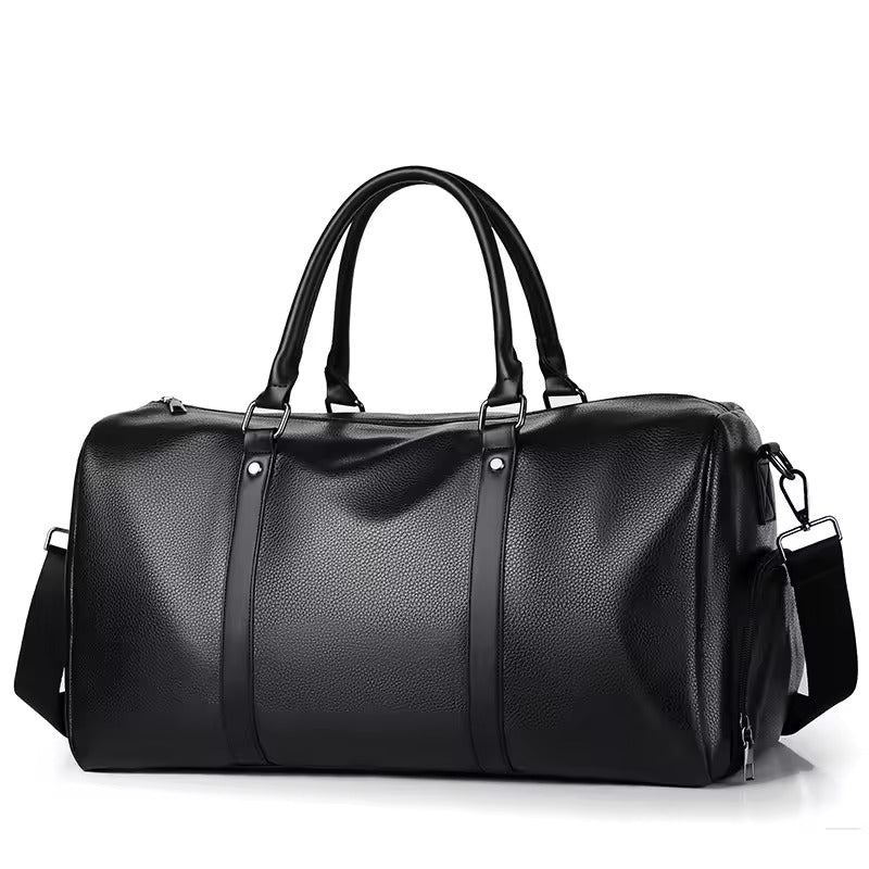 Amblot Black Travel-ready leather holdall