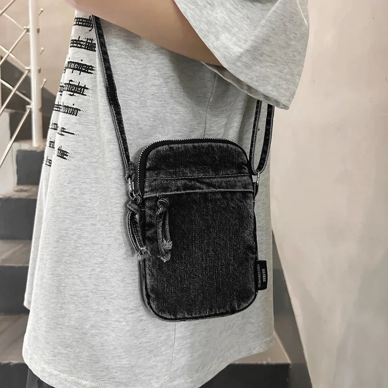 Amblot Black Trendy washed denim purse