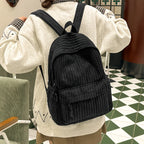 Amblot Black Versatile corduroy backpack
