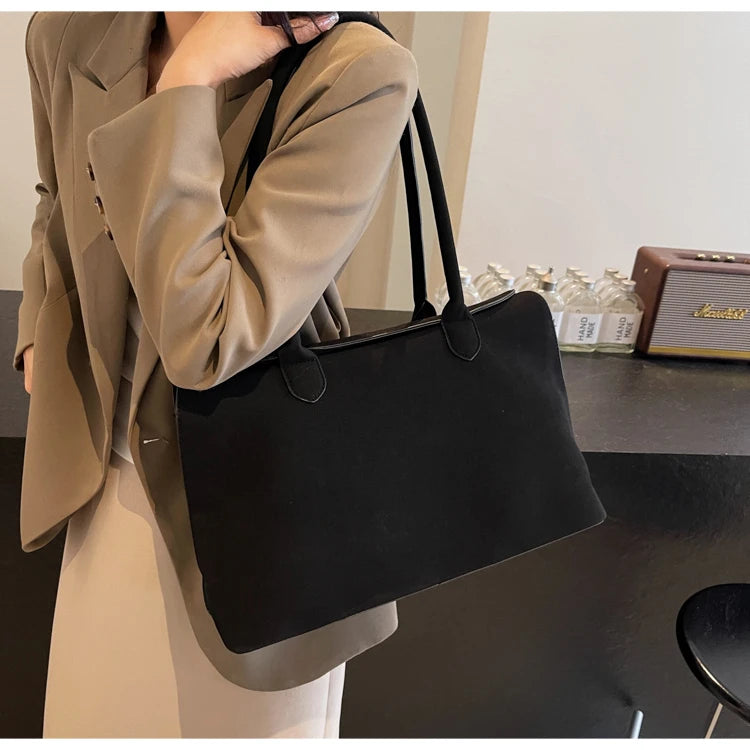 Amblot Black Versatile suede tote bag