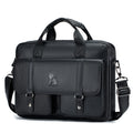 Amblot Black Vintage leather laptop briefcase
