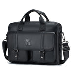 Amblot Black Vintage leather laptop briefcase