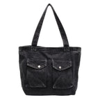 Amblot Black Washed vintage denim tote bag