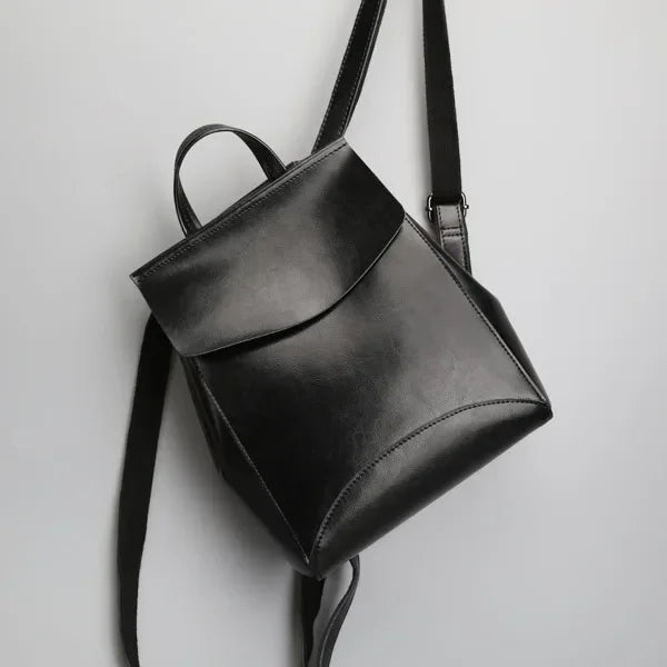 Amblot Black Women’ leather bookbag-style backpack