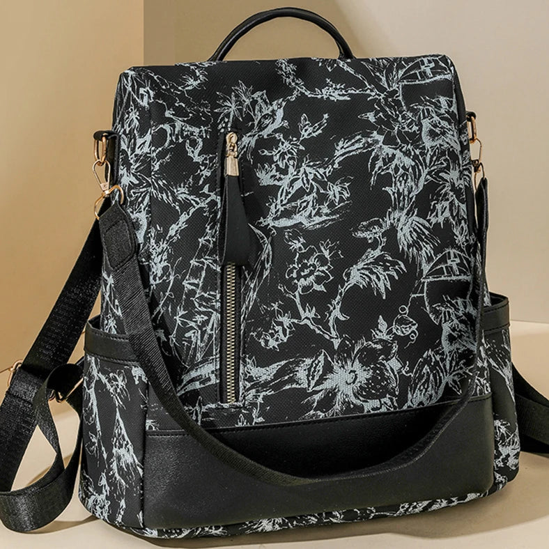 Amblot Black Women’s anti-theft leather knapsack