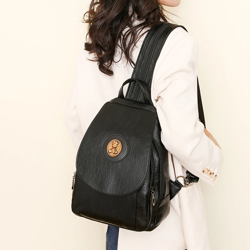 Amblot Black Women’s leather knapsack