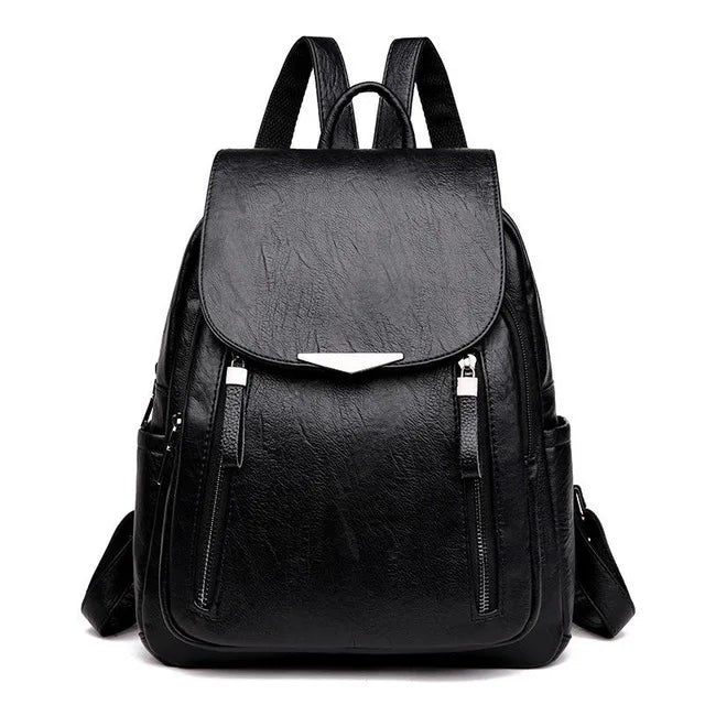 Amblot Black Women’s structured leather backpack