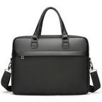 Amblot Black Zippered leather laptop bag