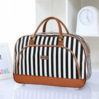 Amblot Blue and white Elegant women's leather duffle bag