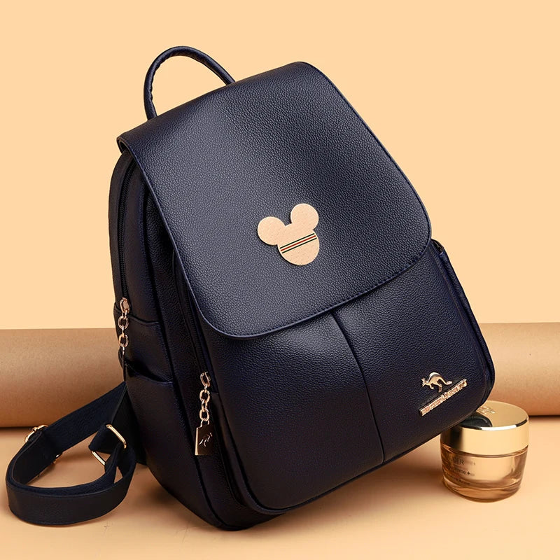 Amblot Blue Backpack purse in leather