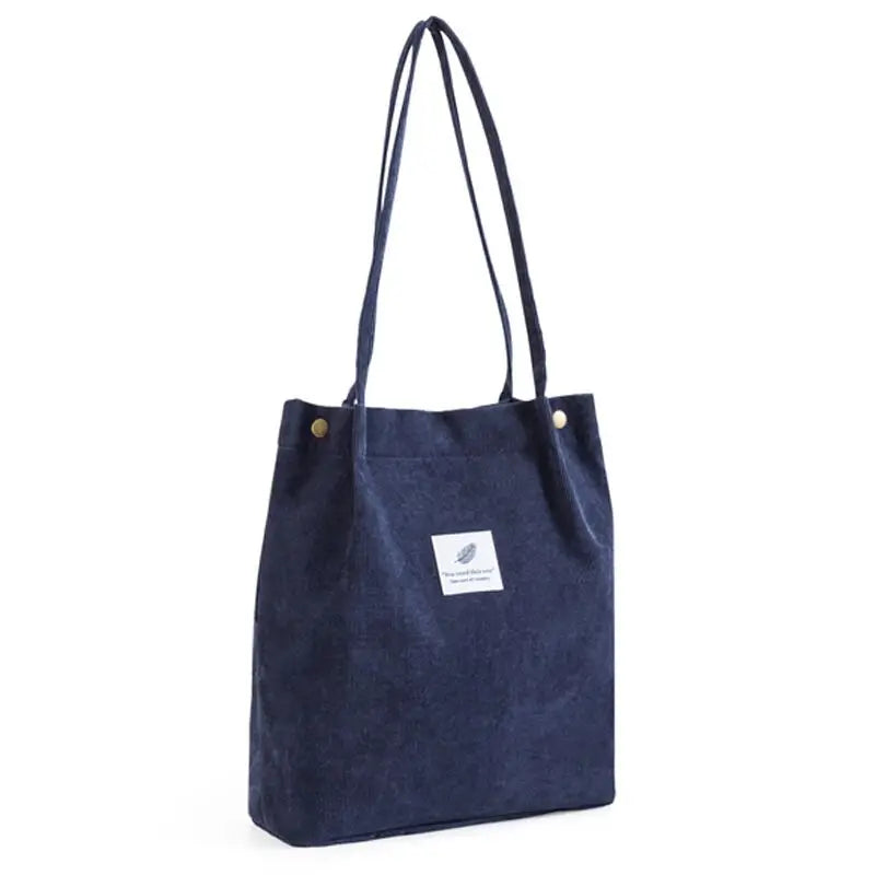 Amblot Blue Corduroy tote bag for daily use