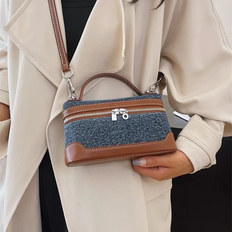 Amblot Blue Crossbody denim purse with adjustable strap
