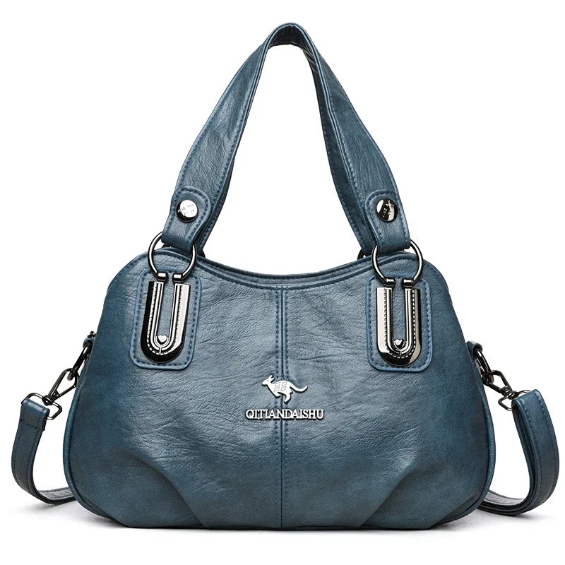 Amblot Blue Crossbody leather hobo bag