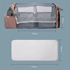 Amblot Blue diaper backpack with built-in bed