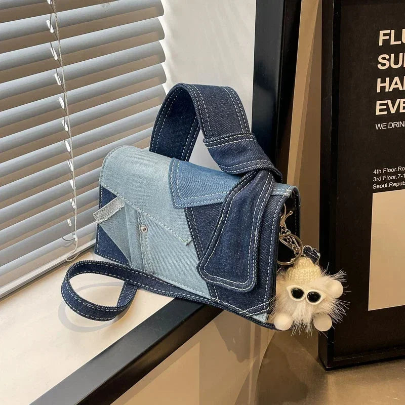 Amblot Blue Fashion crossbody denim handbag