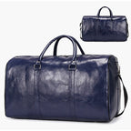 Amblot Blue Handcrafted leather overnight duffle bag
