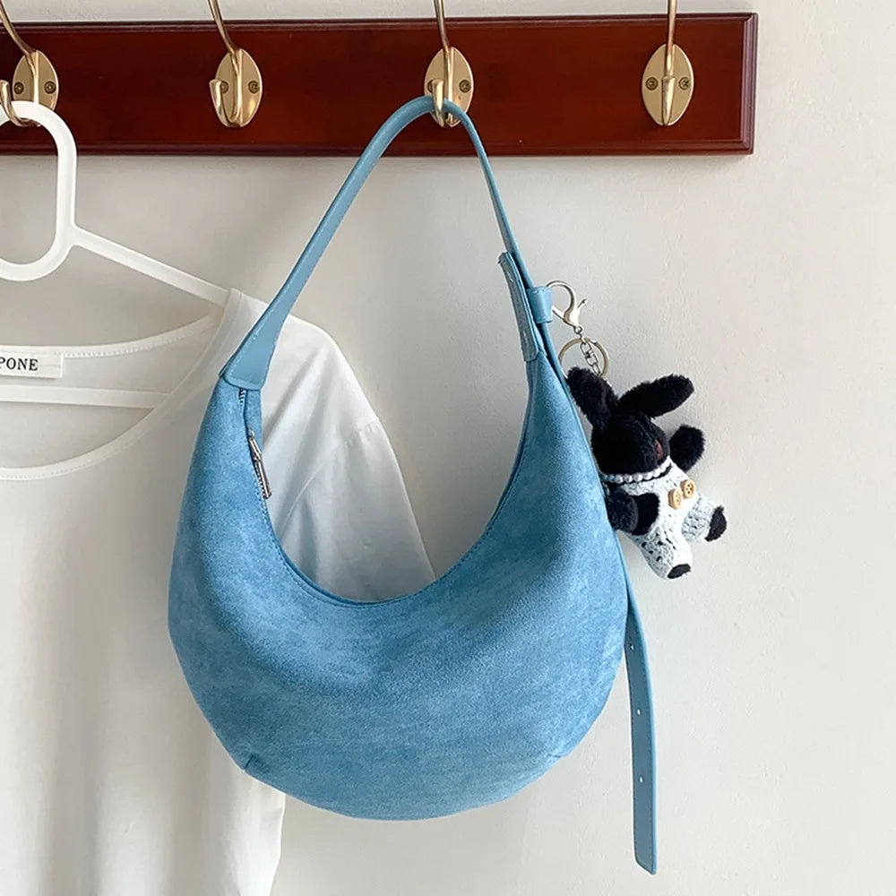 Amblot Blue Hobo suede shoulder bag