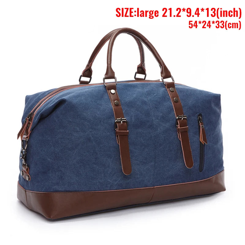 Amblot Blue (Large) Leather men travel weekender bag