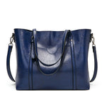 Amblot Blue Large leather tote bag with zipper