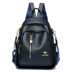 Amblot Blue Modern leather backpack for women