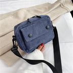 Amblot Blue Rectangular corduroy crossbody bag
