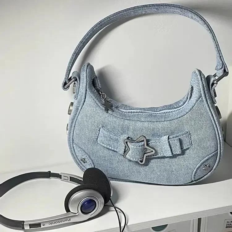 Amblot Blue Retro leather sling bag