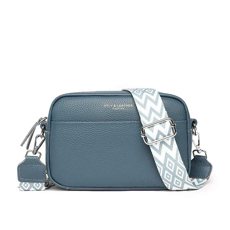 Amblot Blue Soft minimalist leather crossbody bag