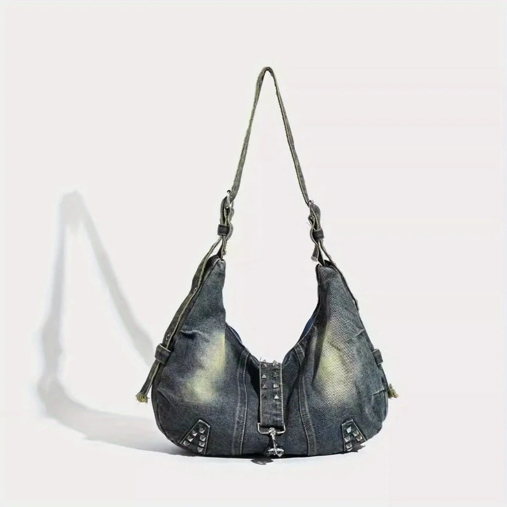 Amblot Blue Stonewashed denim handbag with soft finish