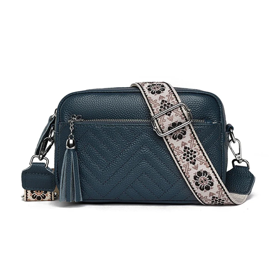 Amblot Blue Textured leather crossbody bag