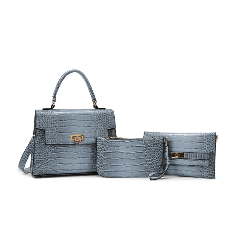 Amblot Blue (Three Sets) Leather handbag