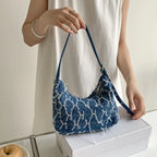 Amblot Boho chic denim purse with fringes and embroidery