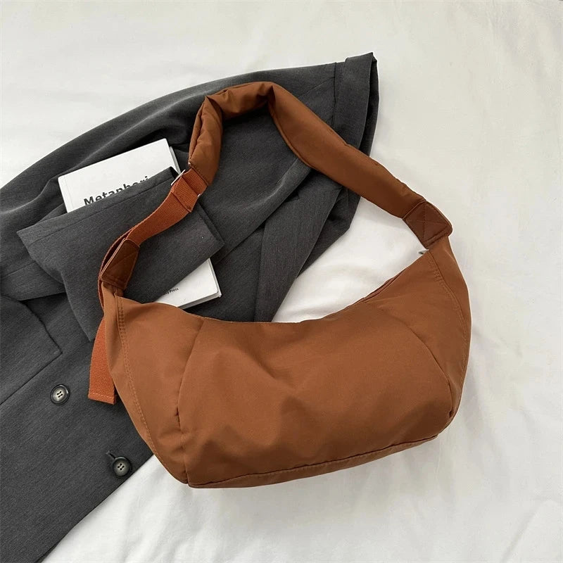 Amblot Brown Casual nylon hobo bag