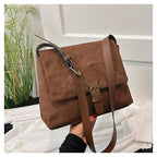 Amblot Brown Casual suede sling handbag