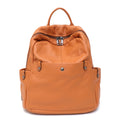 Amblot Brown Chic leather backpack with front zipper