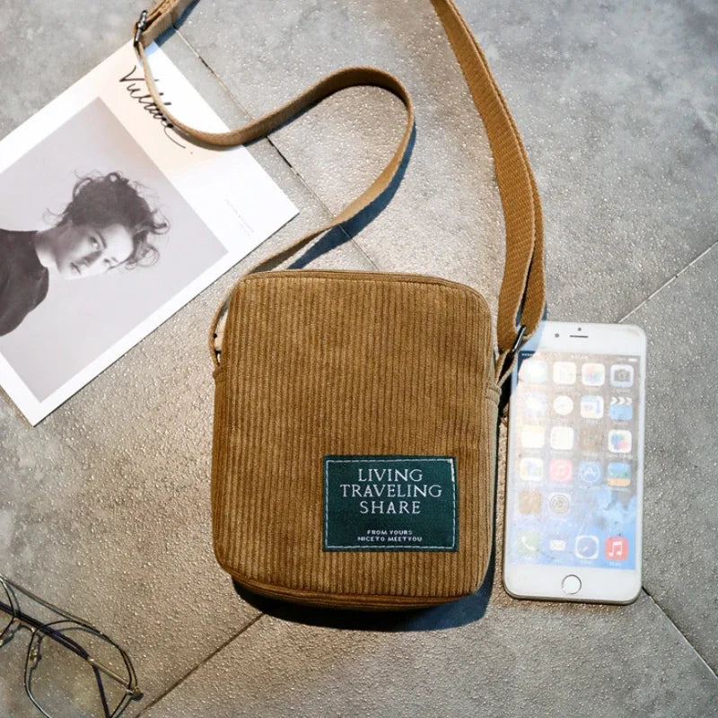 Amblot Brown Classic corduroy crossbody bag