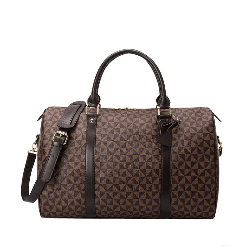 Amblot Brown Classic leather weekender duffle bag