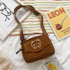 Amblot Brown Cute corduroy crossbody bag