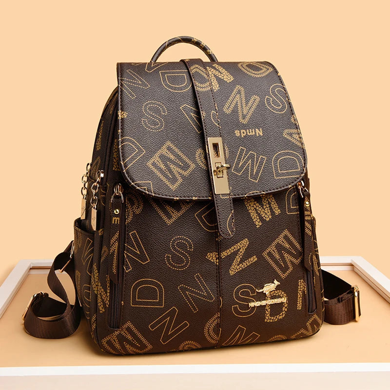 Amblot Brown Designer-style leather backpack