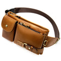Amblot Brown Dual-pocket leather fanny pack