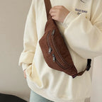 Amblot Brown Elegant corduroy bum bag