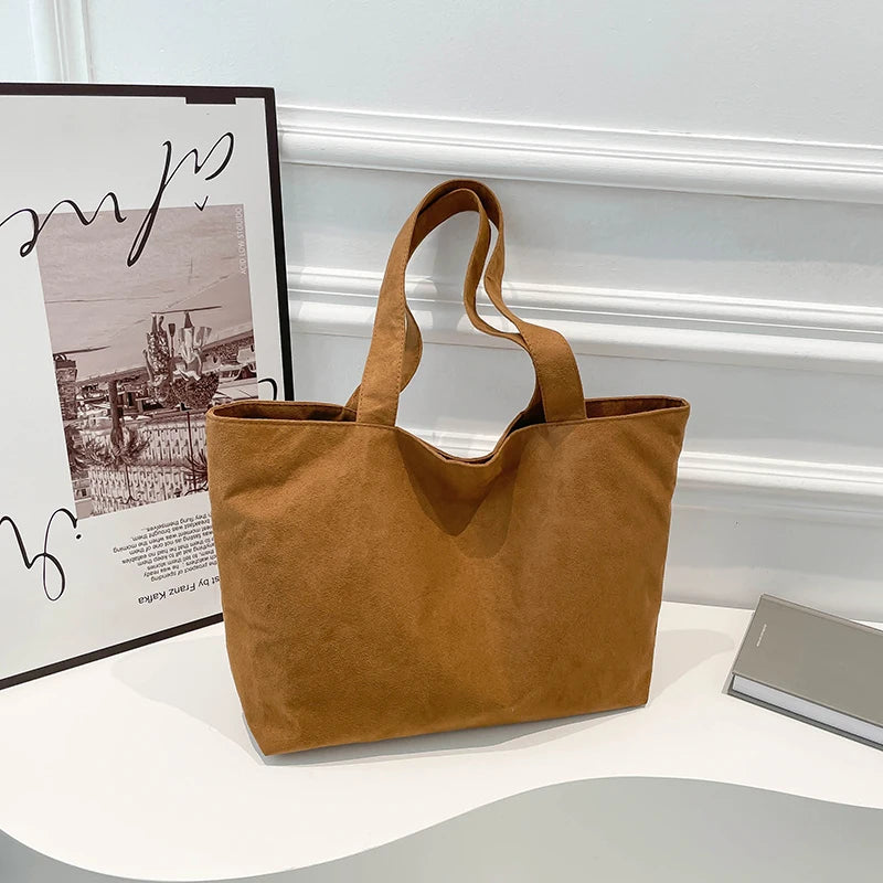 Amblot Brown Elegant suede tote bag