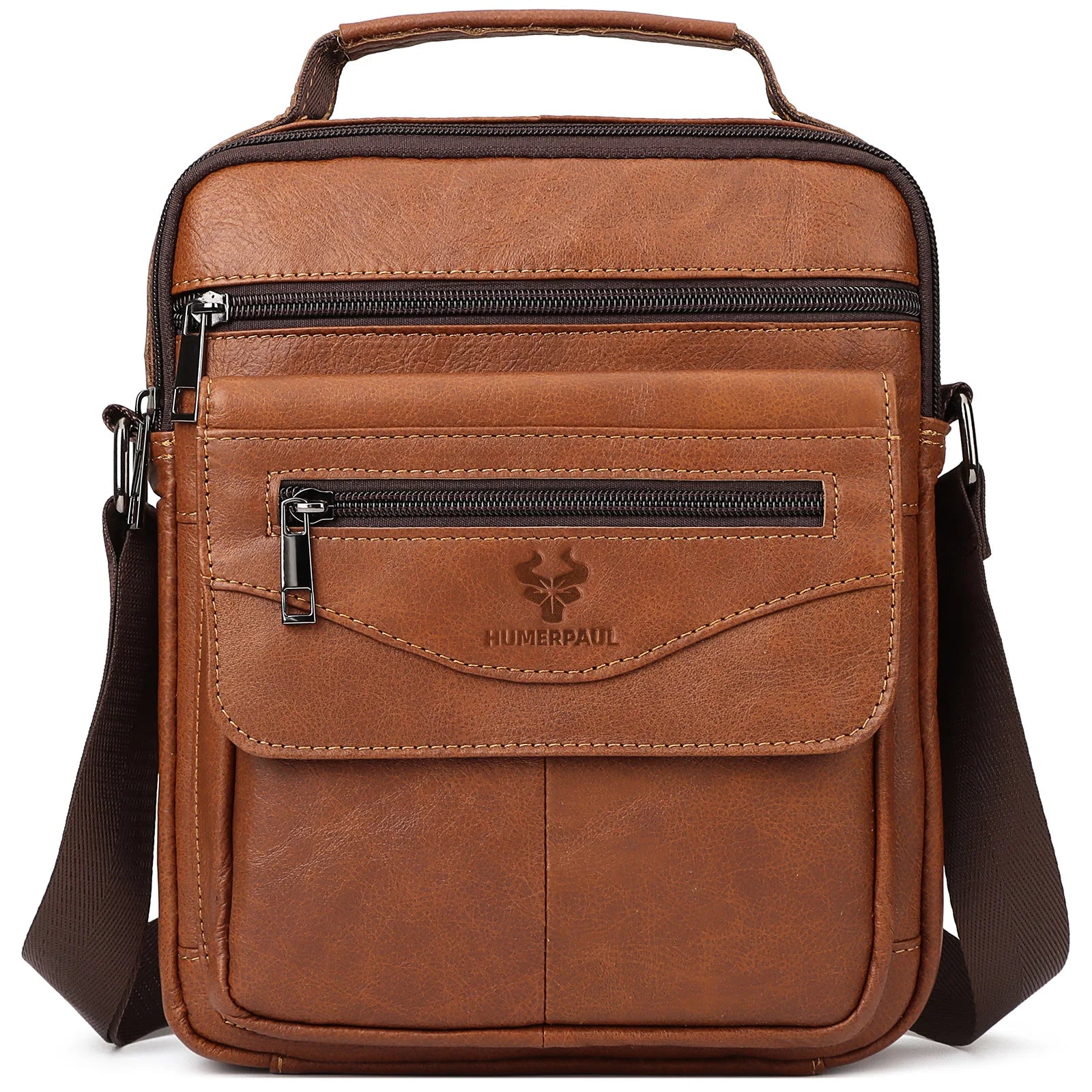 Amblot Brown Fashionable leather crossbody bag