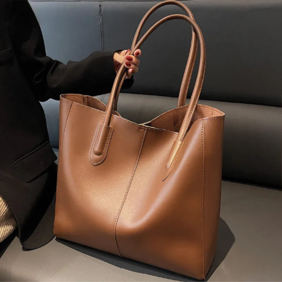 Amblot Brown Functional leather tote bag