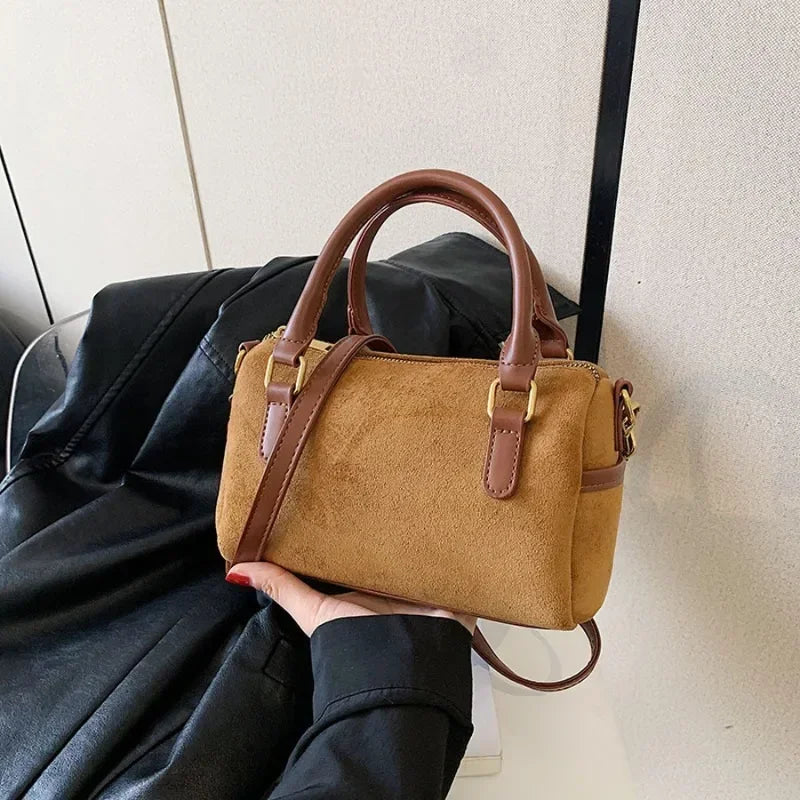 Amblot Brown High-end suede purse with structured body