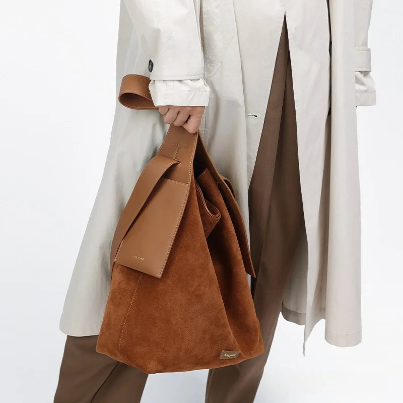 Amblot Brown (Large) Large suede slouch bag